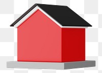 Red house model png, 3D illustration, transparent background