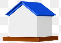 Simple house model png, 3D illustration, transparent background