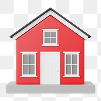 Red house model png, 3D illustration, transparent background