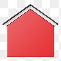 Red house model png, 3D illustration, transparent background