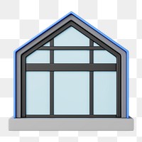 Simple house model png, 3D illustration, transparent background