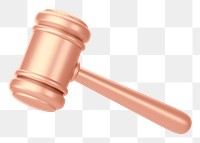 Rose gold gavel png 3D element, transparent background