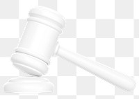 White gavel png 3D element, transparent background