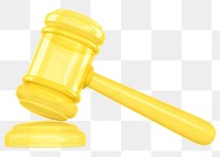 Yellow gavel png 3D element, transparent background