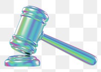 Holographic gavel png 3D element, transparent background