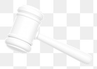 White gavel png 3D element, transparent background