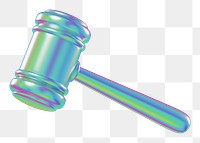 Holographic gavel png 3D element, transparent background