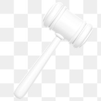 White gavel png 3D element, transparent background