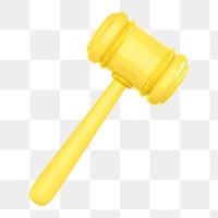 Yellow gavel png 3D element, transparent background