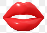 Red woman's lips png 3D element, transparent background