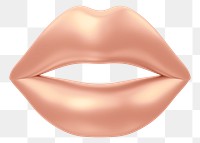 Rose gold woman's lips png 3D element, transparent background