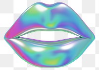 Blue metallic woman's lips png 3D element, transparent background