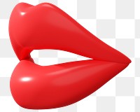 Red woman's lips png 3D element, transparent background