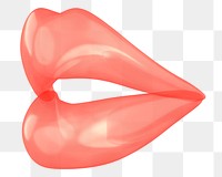 Peachy woman's lips png 3D element, transparent background