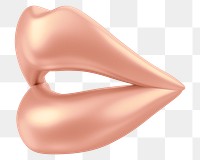 Rose gold woman's lips png 3D element, transparent background