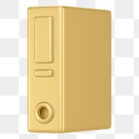 Gold folder png 3D element, transparent background