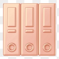 Rose gold stacked folders png 3D element, transparent background