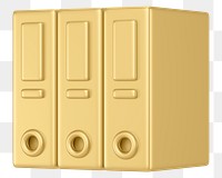 Gold stacked folders png 3D element, transparent background