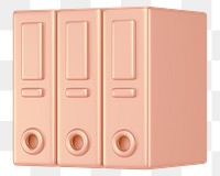 Rose gold stacked folders png 3D element, transparent background