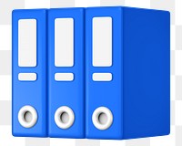 Blue stacked folders png 3D element, transparent background