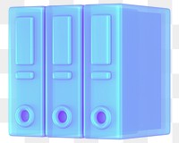 Blue stacked folders png 3D element, transparent background