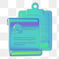 Blue metallic certificate png 3D, transparent background