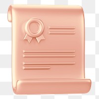 Rose gold certificate png 3D, transparent background