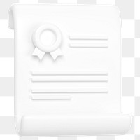 White certificate png 3D, transparent background