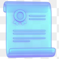 Blue certificate paper png 3D, transparent background