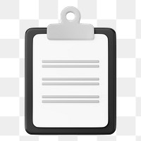 Black clipboard paper png 3D, transparent background