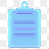 Blue  clipboard paper png 3D, transparent background