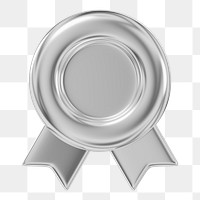 Silver winner badge png 3D, transparent background