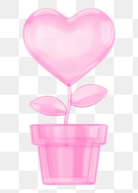 Pink heart plant png 3D element, transparent background