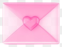 Pink love letter png, 3D Valentine's illustration, transparent background