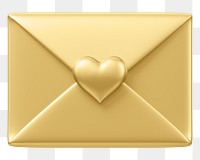 Golden love letter png, 3D Valentine's illustration, transparent background