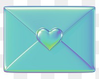 Metallic love letter png, 3D Valentine's illustration, transparent background