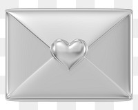 Silver love letter png, 3D Valentine's illustration, transparent background