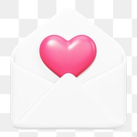 White love letter png, 3D Valentine's illustration, transparent background