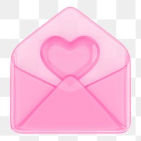 Pink love letter png, 3D Valentine's illustration, transparent background