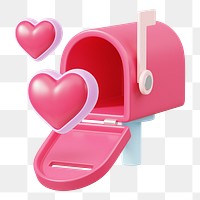 Pink mailbox png 3D element, transparent background