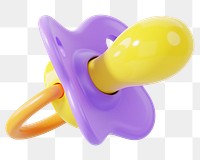 Baby pacifier png 3D, transparent background