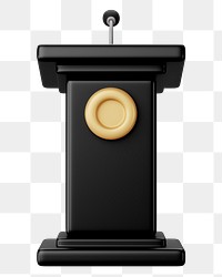 Black speaker podium png 3D, transparent background