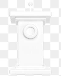 White speaker podium png 3D, transparent background