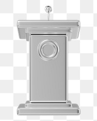 Silver speaker podium png 3D, transparent background