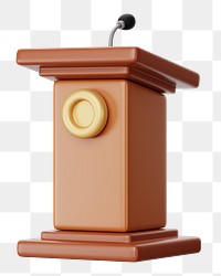 Wooden speaker podium png 3D, transparent background