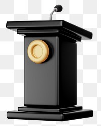 Black speaker podium png 3D, transparent background