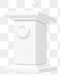 White speaker podium png 3D, transparent background