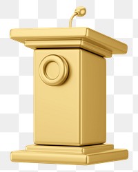 Gold speaker podium png 3D, transparent background