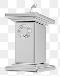 Silver speaker podium png 3D, transparent background