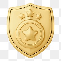 Gold police badge png 3D element, transparent background